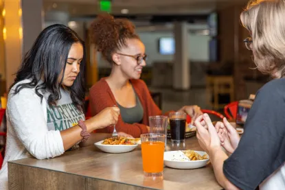Students eating at dining hall
