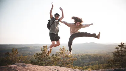 Jumping for joy on top of Sugarloaf