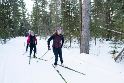 Students cross country skiing