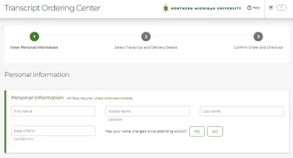 Ordering Center First Page of Form